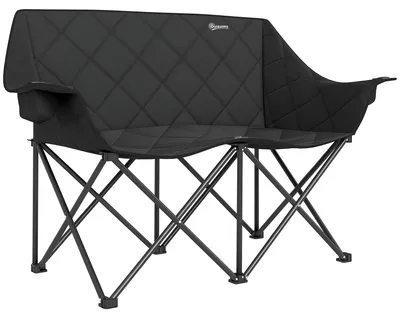 Produktbild von Faltstuhl faltbar 2 Sitzer Campingstuhl mit Tragetasche Outdoor bis 250kg belastbar 145 x 60 x 92 cm Schwarz, klappbar, für Garten und Terrasse