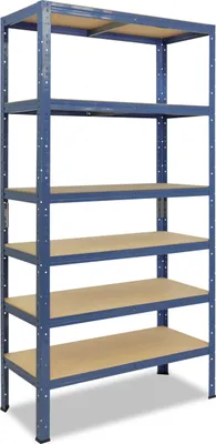 Image de shelfplaza HOME 155x60x30 cm Étagère charges lourde en bleu avec 6 étagères et une capacité de charge de 145 kg par étagère