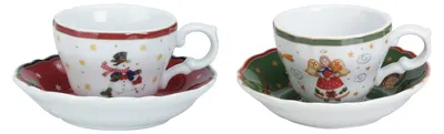 Weihnachtstee-Tassen aus Porzellan, 2er-Set, mehrfarbig