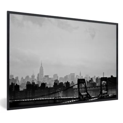 Obrázok produktu pre MuchoWow® Zarámovaný plagát Panoráma New Yorku v čiernobielej farbe 30x20 Nástenný plagátový rám Fotky