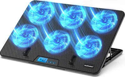 Produktbild von Notebook Laptop Kühler Ständer für 11-18 Zoll Laptop mit LCD-Anzeige, 6 x LED Lüfter, 7 x Höhenverstellbar, 2 x USB Anschlüsse,Ergonomisches Design