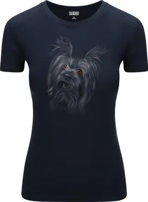 Produktbild von Diarbo Damen T-Shirt mit Tierliebhaber Druck Yorkshire Kopf Dunkelblau Gr.S