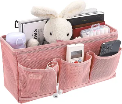 Imagen del producto de Organizador para la cama, multifuncional, de tela, con 3 compartimentos, ideal para el dormitorio
