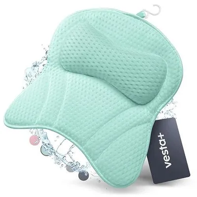 Zdjęcie produktu dla Poduszka do wanny XXL biała zagłówek 8 cm mikromasaż 6 przyssawek