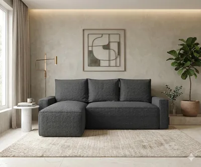 Produktbild von CORNERO Ecksofa mit Schlaffunktion HAVANA in L-Form Sofa mit Schlaffunktion und Bettkasten EckcouchEcksofa L-Form Dunkelgrau Ottomane links