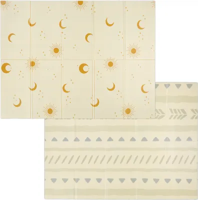Produktbild von Relaxdays Spielmatte, faltbare Kindermatte, Sonne & Muster, 200 x 150 cm, XPE-Schaumstoffmatte, Krabbelmatte Baby, bunt