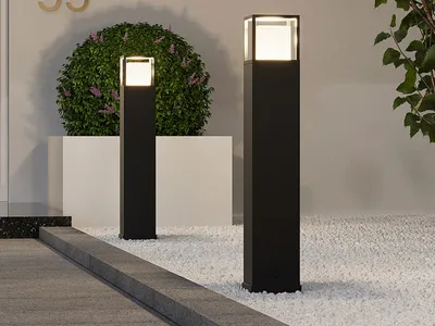 Produktbild von LED Außen Wegeleuchte SET Gartenwegbeleuchtung mit Strom Terrassenlampen eckig