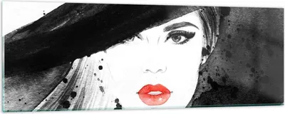 Produktbild von Bilder auf glas - Frau Gesicht Lippen - 90x30cm - Glasbilder - Wandbilder - Kunstdruck - zum Aufhängen bereit - Wanddekoration aus Glas - Glas Bilder - Wandbild auf Glas - Einteilig - GAB90x30-3916