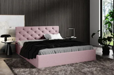 Produktbild von BETTSO Doppelbett Polsterbett Bett mit gesteppte Kopfstütze und Bettkasten SARA 180 x 200 cm Rosa