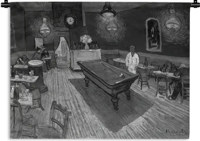 Produktbild von MuchoWow® Wandteppich Wandbehang Das Nachtcafé - Vincent van Gogh - Schwarz und Weiß 150x112.50 cm Tapisserie Dekoration Wandtuch - Wanddecke - Wandteppiche