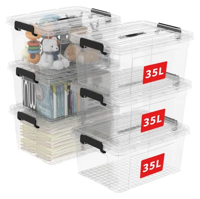 Produktbild von Cetomo 35L*6 Aufbewahrungsboxen, Tragbare Plastikboxen mit Deckeln, Organizer-Be