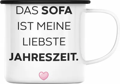 Produktbild von Trendation - Lustige Emaille Tasse mit Spruch für Frauen Männer Arbeit Büro Lustig Emaille Tassen Becher mit Sprüchen Kollegin Geschenk Sarkasmus Sofa (Schwarz)