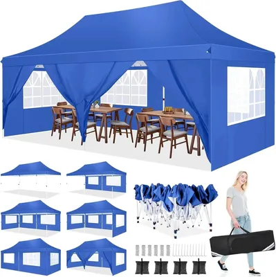 Immagine prodotto di Tenda per feste - Gazebo da giardino - Tenda per eventi - Tenda pieghevole - Tessuto Oxford impermeabile - 3 x 6 metri