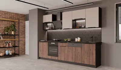 Produktbild von Küche MONZA + ARONA BASIC LOFT 280 cm Küchenzeile Küchenblock Einbauküche Nussbaum Okapi matt + Kaschmir beige matt