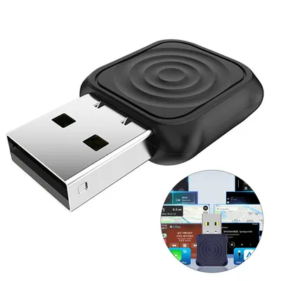 Produktbild von Kabelloser CarPlay/Android Auto Adapter,Mini Wireless CarPlay & Android Auto Box, Plug & Play, USB-A,Wandelt werksseitiges Kabel-CarPlay,Schwarz