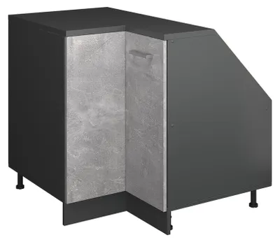 Produktbild von Eck-Küchenschrank für Dachschrägen Vicco R-Line Beton 75.6 cm mit 1 Tür, Schrankkorpus 60 cm Tiefe, Model 60435