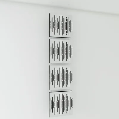 Zdjęcie produktu dla Zestaw 4 sztuk — dekoracyjne panele akustyczne do zawieszenia | 200 x 50 cm | Wiszące przegrody pokojowe | Modułowe panele dźwiękochłonne | Wave | Białe błyszczące tworzywo sztuczne