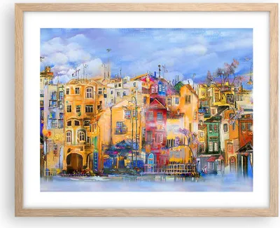 Produktbild von Gerahmtes Poster - Rahmen in heller Eiche - Altstadt Mietshaus - 50x40 cm - Wand Bild - Wanddeko - Wandbilder - Wandposter - Bilderrahmen - Bilder - Kunstdruck - Wandbild - P2NAA50x40-3419