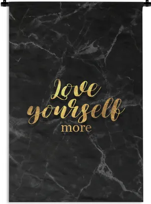 Produktbild von MuchoWow® Wandteppich Wandbehang Zitate - Liebe - Gold - Marmor 90x135 cm Tapisserie Dekoration Wandtuch - Baumwolle - Wandskulptur