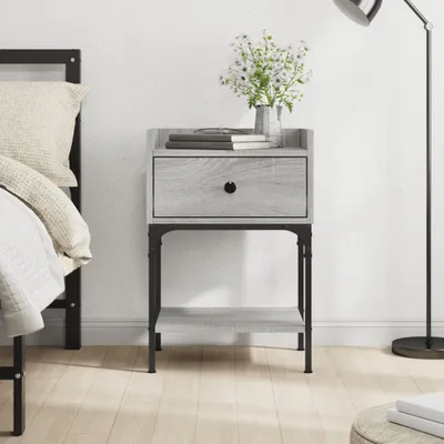 Produktbild von [Home] Nachttisch Grau Sonoma-Eiche 40,5x31x60 cm Holzwerkstoff , Neue Mode 2024 im häuslichen Leben