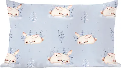 Produktbild von MuchoWow® Zierkissen Sofakissen Wohnzimmer Dekokissen 60x40 cm Winter - Kaninchen - Muster - Kopfkissen - Polster mit Foto