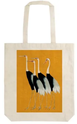Produktbild von Baumwolltasche mit Kranichmotiv, ökologisch