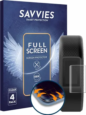 Produktbild von 4x Savvies Fullscreen Schutzfolie für Garmin Vivosport Displayschutz Folie Fullcover Klar Transparent