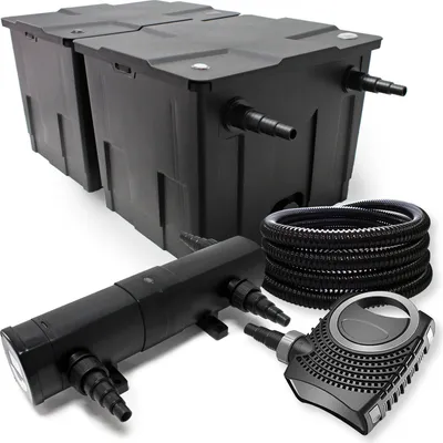 Produktbild von Wiltec Komplettset: CBF-350B Teichfilter bis 60000 L Teichfilteranlage als Durchlauffilter, NEO10000 SuperECO Teichpumpe 10000l/h 80W, CUV-218 Teichklärer UVC Klärer mit 18W, 25m Teichschlauch 25 mm