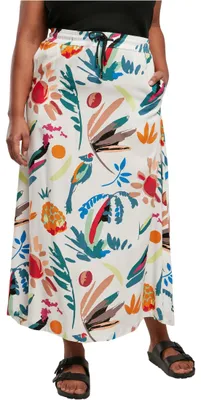Produktbild von Urban Classics Damen Ladies Viscose Midi Skirt whitesandfruity, XL