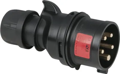Produktbild von PCE CEE 16 A/400 V 5-pin Plug male Schwarz - Turbo Terminal - screwless - IP44