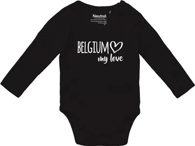 Produktbild von Huuraa Baby Body Belgium my love 80 Black  Baumwolle Fairtrade Langarmbody Geschenkidee
