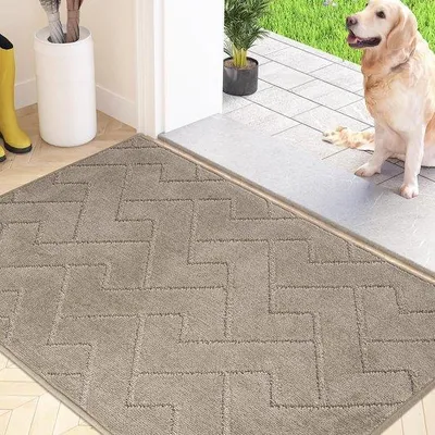 Zdjęcie produktu dla Mata do wycierania do użytku wewnętrznego - 50 x 80 cm - Antypoślizgowa mata podłogowa - Możliwość prania - Mata do zbierania brudu - Absorująca mata przy drzwiach - Mata przy drzwiach dla psa - Wejście