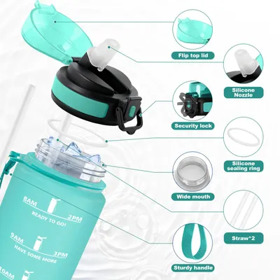 Produktbild von JAPORIA 500ml Sport Trinkflasche mit Strohhalm &