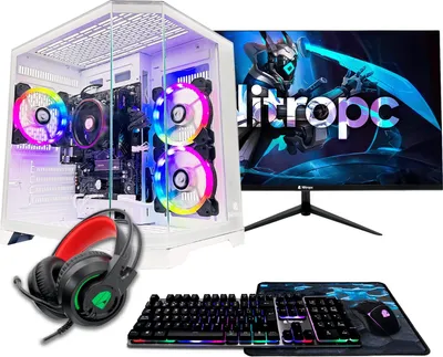 Produktbild von Nitropc Gaming PC Pack Bronze - AMD Ryzen 5 5655G, Radeon Graphics, 16GB DDR4, SSD 512 GB, Weiß - Monitor 24" FullHD