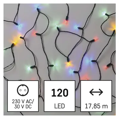 LED vánoční řetěz – tradiční, 17,85 m, venkovní i vnitřní, multicolor