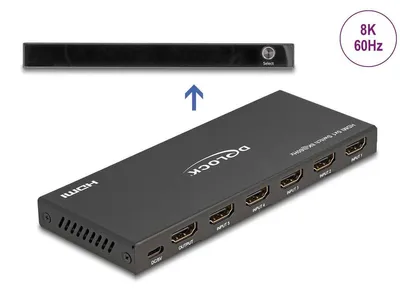 Image de Commutateur HDMI Delock, 5 entrées vers 1 sortie, résolution 8K, 60 Hz