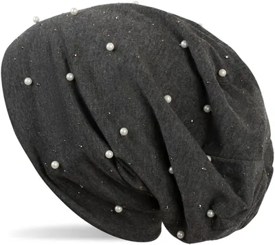 Produktbild von styleBREAKER Beanie Mütze mit Perlen und Strass Nieten, Slouch Longbeanie, Damen 04024140