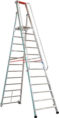 Produktbild von Euro-Profi Alu Podestleiter mit großem Standpodest Mod. S326 - Stufenanzahl: 12, Länge: 4,00 m