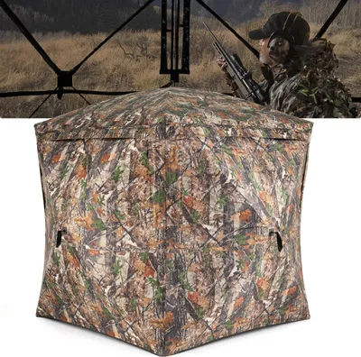 Immagine prodotto di COSTWAY tenda da campeggio per la caccia 270°, nascondiglio pop-up per 2-3 persone con porta magnetica silenziosa, 4 finestre e borsa per il trasporto, rifugio per la caccia