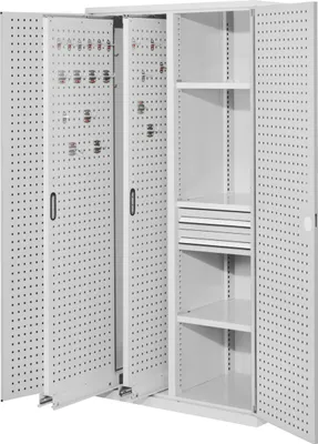Produktbild von Kappes ®RasterPlan Vertikalschränke 1950x1000x600mm Modell 81 Lochplattentüren lichtgrau