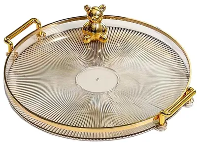 Immagine prodotto di Vassoio decorativo con manico - Rotondo - Ambra