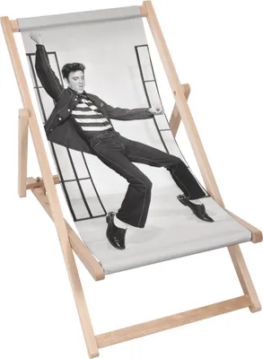 Produktbild von Dreamroots Liegestuhl klappbar Holz, Buchenholz bis zu 130 kg, Sonnenliege klappbar mit 3-stufiger Neigungsregulierung der Rückenlehne, Elvis Dance