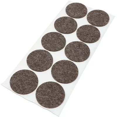 Immagine prodotto di Adsamm® | 10 x guide in feltro di lana | Ø 45 mm | marrone | rotonde | Guide autoadesive per mobili di 3 mm di spessore in vero feltro di lana