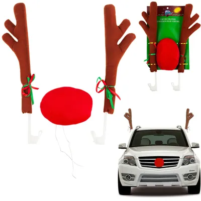 Image de Décoration de voiture Cornes de renne Décoration de voiture Nez de Noël