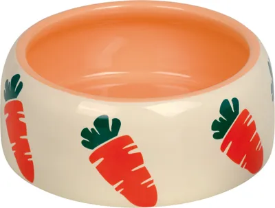 Produktbild von Nobby Keramik Futtertrog Carrot 500ml, Kaninchen, Haustier-Fütterungsschale, Keramik, Beige, Orange, Abbildung, 0,5 l