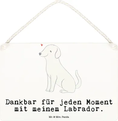 Produktbild von Mr. & Mrs. Panda Schild Labrador Moment DIN A6 - Weiß - Geschenk, Türschild, Holzschild, Wandbild Holz, kleine aufmerksamkeit, holzbild