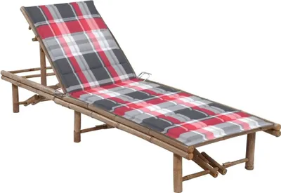 Image de Chaise longue de jardin avec coussin Bambou