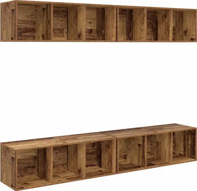 Obrázek produktu pro Sada skříněk pod televizi vidaXL, 4 ks, staré dřevo, 37 x 37 x 107 cm, dřevotřísková deska