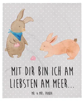 Produktbild von Mr. & Mrs. Panda Tagesdecke Hasen Muschel - Grau Pastell - Geschenk, Muttertag, Strand, Sofadecke, Meer, Couchdecke, Decke, Bettdecke, BFF, Kuscheldecke