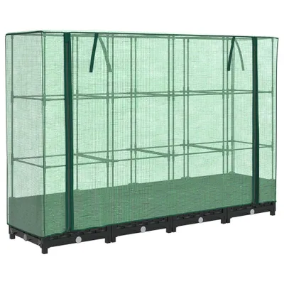 Produktbild von Hochbeet mit Gewächshausabdeckung Rattanoptik 160x40x123 cm